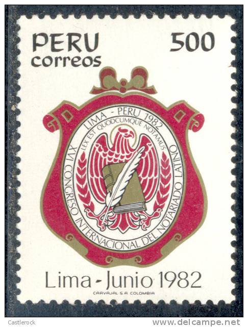 N)1982, PERU, SCN 775, EMBLEM, 500 S, 16 TH. INTL. CONGRESS OF LATIN NOTARIES, LIMA, JUNE, MNH, STAMP,SEE INFO+DESC. - Peru