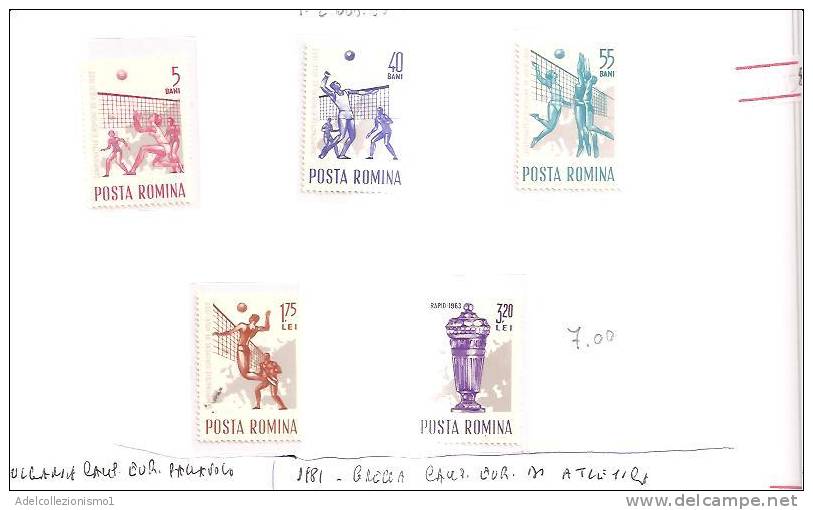 41158)francobolli Romania Serie 1963 Camp. Europei Di Pallavolo - Dentellati - Postmark Collection