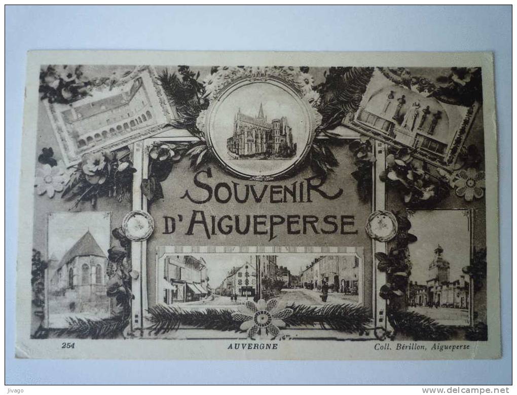 SOUVENIR  D'AIGUEPERSE  :  Carte Fantaisie  Sépia - Aigueperse