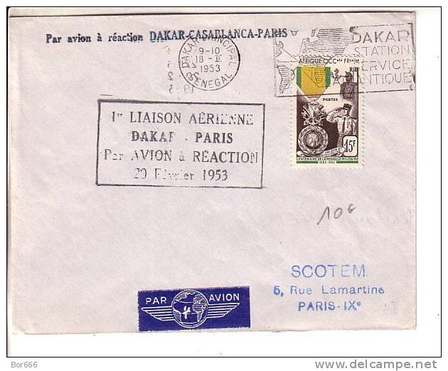 GOOD OLD AOF Airmail Postal Cover To FRANCE 1953 - Good Stamped + Nice Cancels - Lettres & Documents