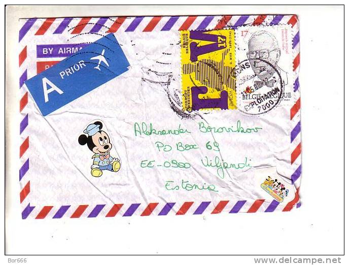 GOOD BELGIUM Postal Cover To ESTONIA 1998 - Good Stamped - Cartas & Documentos