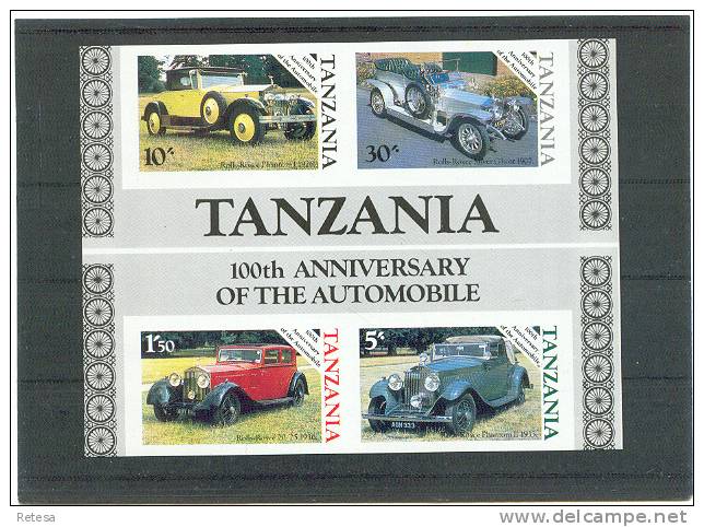 TANZANIA MISDRUK BLOK 42  100 JAAR AUTO 'S 1986 ** - Fehldrucke