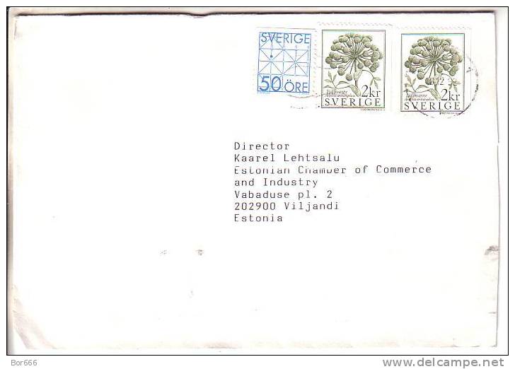 GOOD SWEDEN Postal Cover To ESTONIA 1992 - Good Stamped: Plants - Brieven En Documenten