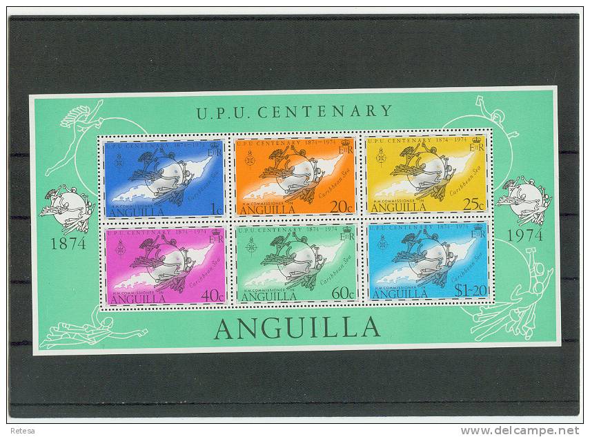 ANGUILLA  100 JAAR  U.P.U. 1974 ** BLOK 6 - U.P.U.