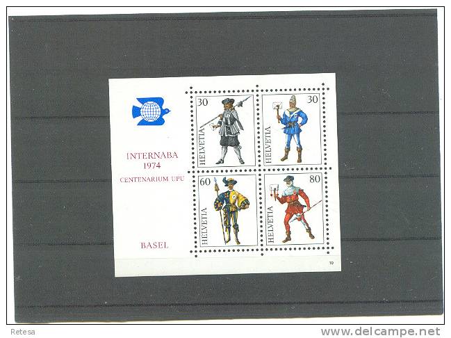 ZWITSERLAND  100 JAAR  U.P.U. INTERNABA  1974 ** BLOK 22 - U.P.U.