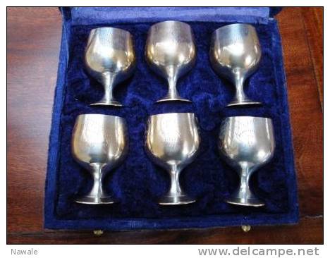 Silver Plated Brass Cups Set Of Six - Arte Asiático