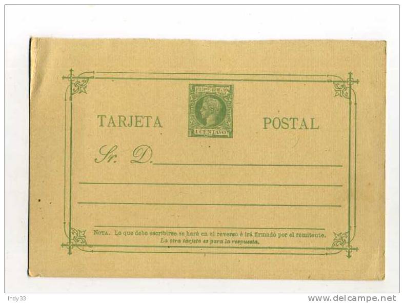 - ESPAGNE COLONIES . ENTIER POSTAL DE 1898/99 SUR CP DES PHILIPINES - Filipinas