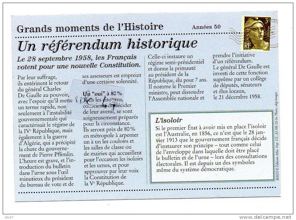 - 1958. Référendum Pour La Constitution De La Ve République. -  Scan Verso  - - Partidos Politicos & Elecciones