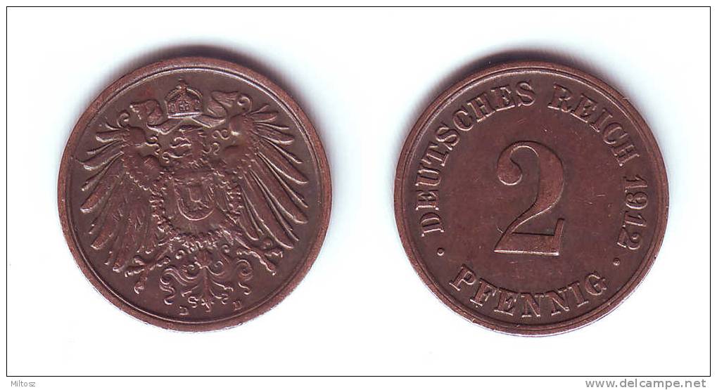 Germany 2 Pfennig 1912 D - 2 Pfennig