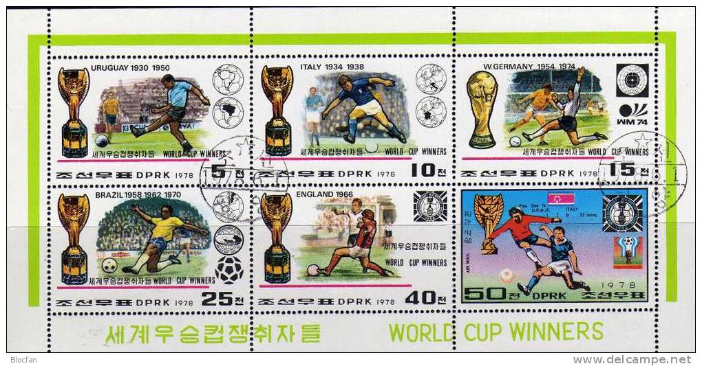 Gewinner Der Fussball WM Korea 1747/53 Plus Kleinbogen  O 21€ Sieg Von 1930 Bis 1978 Sport Bloc Soccer Sheetlet - Asian Cup (AFC)