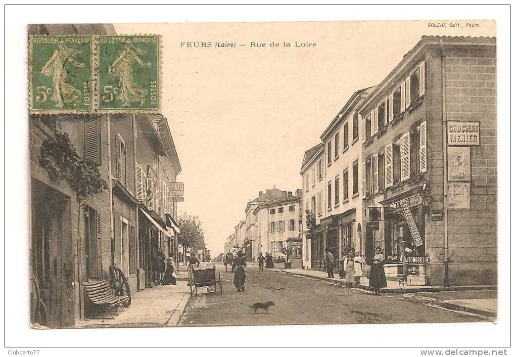 Feurs (42) : Rue De La Loire, Epicerie à D En 1926 (animée). - Feurs