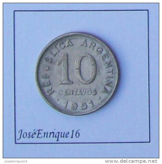 10 CENTAVOS REPUBLICA ARGENTINA, SAN MARTIN. AÑO 1951 - Argentine