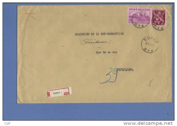 685A+770 Op Aangetekende Brief Met Stempel EUPEN (Oostkanton - Canton De L´est) (VK) - 1948 Exportación