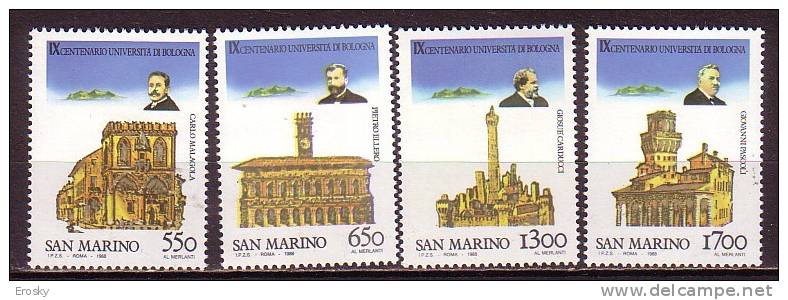A1566 - SAN MARINO Ss N°1228/31 - SAINT-MARIN Yv N°1181/84 ** UNIVERSITE DE BOLOGNE - Unused Stamps