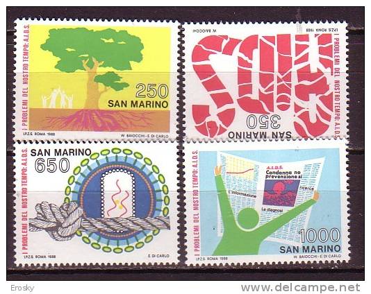 Y7681 - SAN MARINO Ss N°1239/42 - SAINT-MARIN Yv N°1189/92 ** AIDS SIDA - Unused Stamps