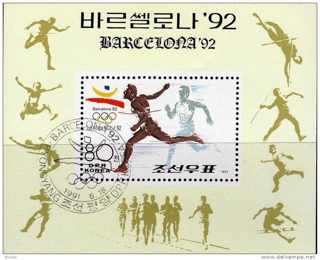 Sommer-Olympia 1992 Korea Block 263 O 1€ Leichtathletik 400m-Lauf Maskottchen Barcelone Sport Olympic Bloc Bf Corea - Corea (...-1945)