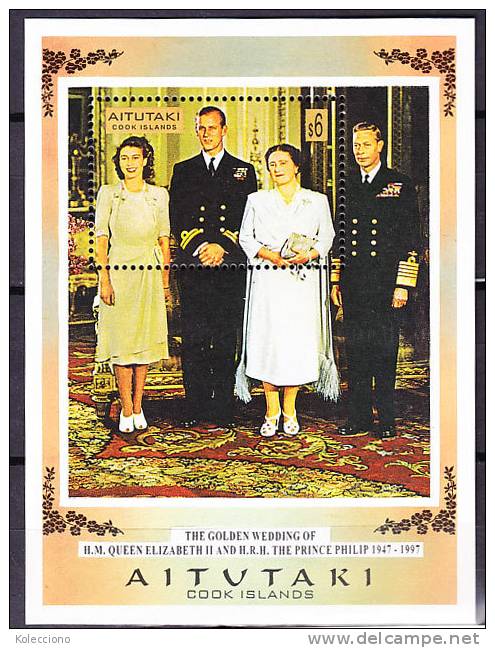 Aitutaki 1997 Yv. BF 80 Golden Wedding Of Queen Elizabeth II  M/S MNH - Aitutaki