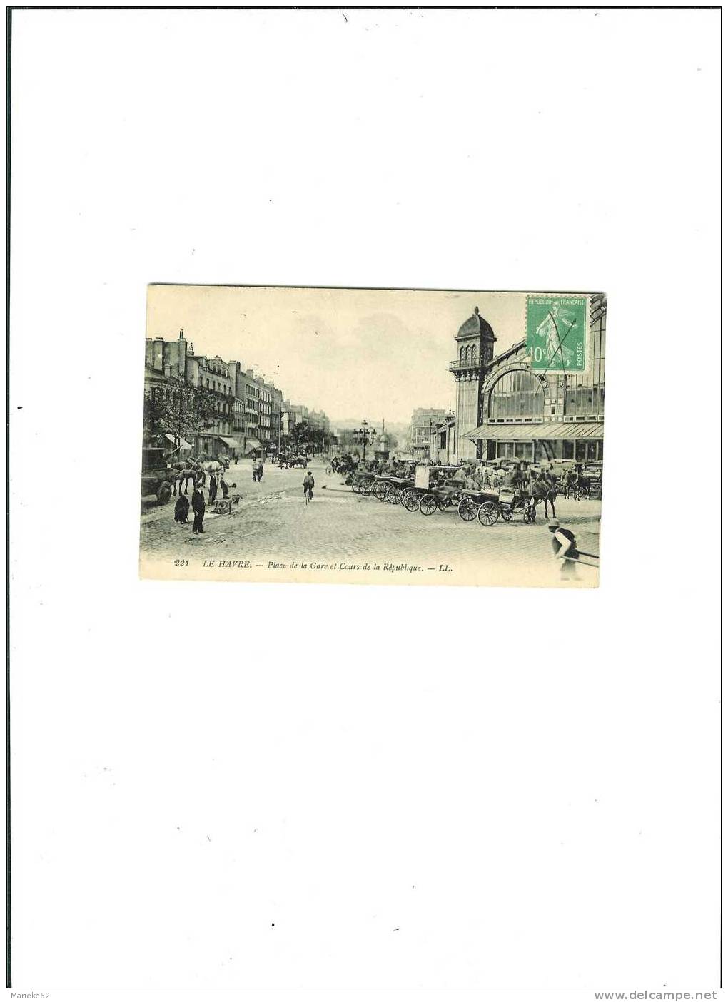 Le Havre- Place De La Gare Et Cours De La République-L.L.221-1922 - Station