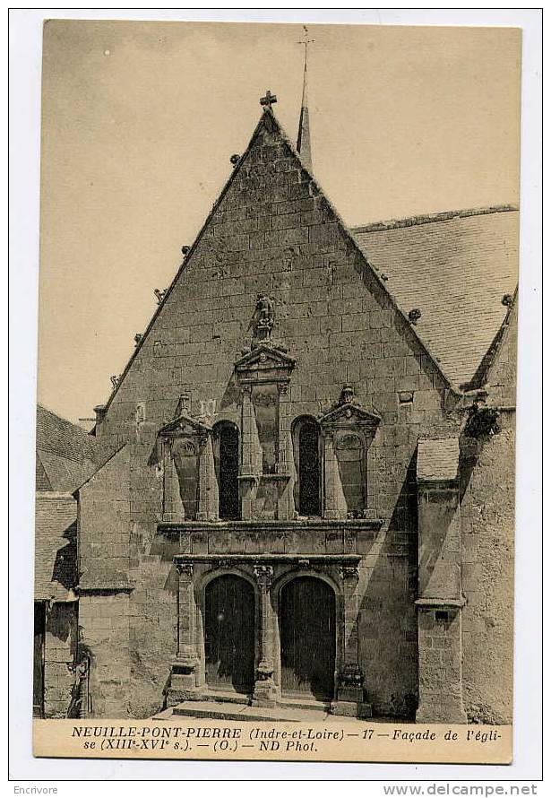 Cpa NEUILLE PONT PIERRE Facade De L'église ND 17 - Neuillé-Pont-Pierre