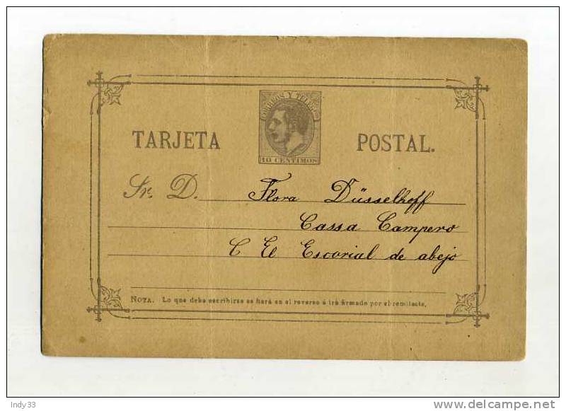 - ESPAGNE  1850/1931 . ENTIER POSTAL ALPHONSE XII SUR CP . - 1850-1931