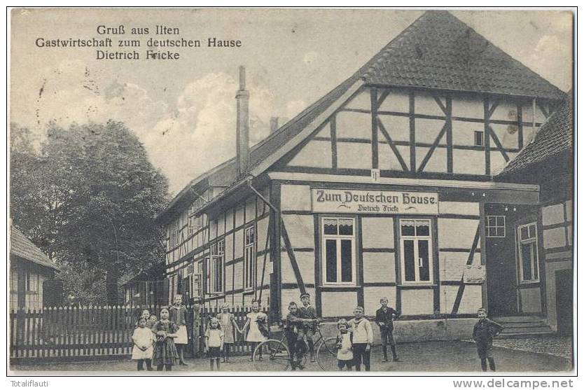 Ilten Gasthof Deutsches Haus Belebt Kinder Sehnde Radfahrer 3.6.1922 Gelaufen - Sehnde