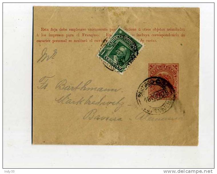 - ARGENTINE  . AFFRANCHISSEMENT COMPOSE AVEC ENTIER  SUR BANDE JOURNAL?  DE 1909  POUR L´ALLEMAGNE - Postal Stationery