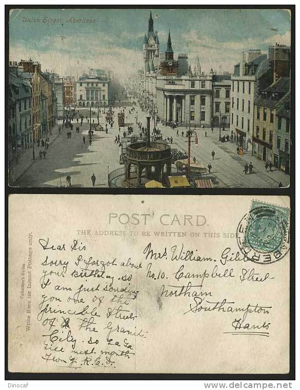 ABERDEEN, Scotland, Aberdeenshire 1904 Old Postcard ABERDEEN - Union Street - Aberdeenshire