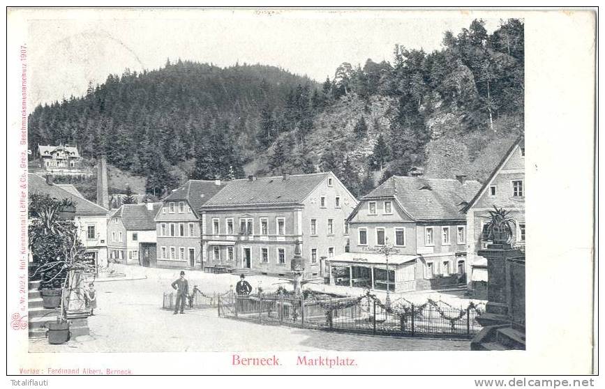 Berneck Marktplatz Belebt 21.9.1907 Gelaufen Ober Franken Fichtelgebirge Landkreis Bayreuth - Bayreuth