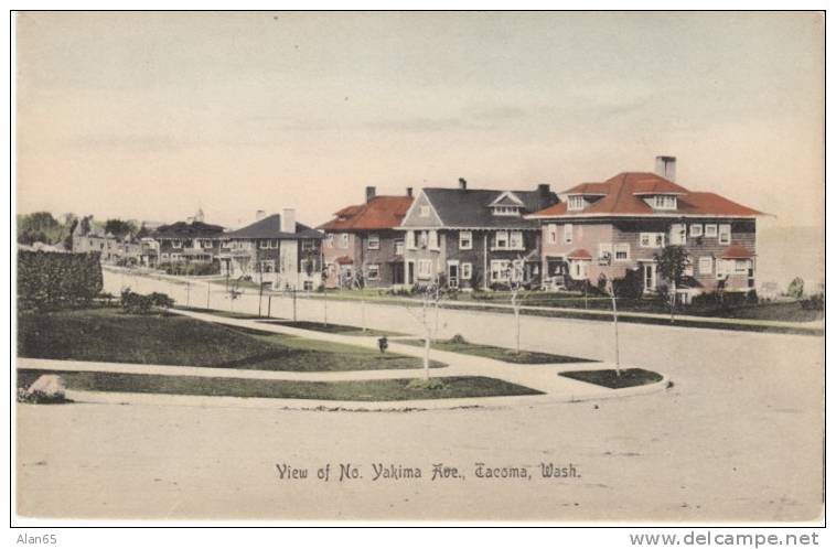 Tacoma WA, Yakima Avenue Residential Street Scene On C1900s/10 Vintage Postcard - Tacoma