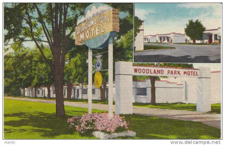 Woodland Park Motel, Spokane WA, On C1940s Vintage Linen Postcard - Spokane