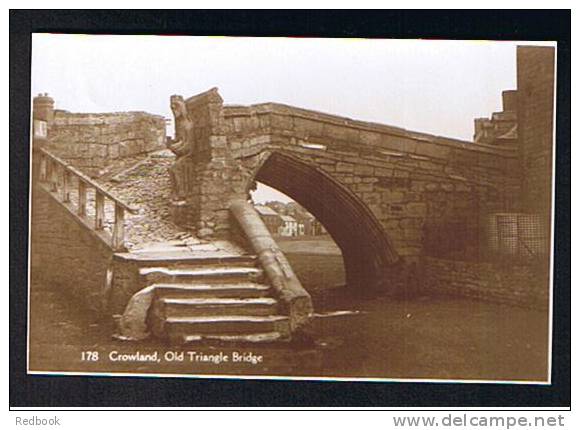 Early Real Photo Postcard Old Triangle Bridge Crowland Near Peterborough Cambridgeshire  - Ref 527 - Huntingdonshire