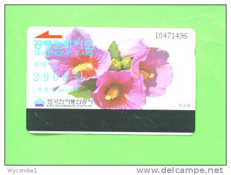 SOUTH KOREA - Early Magnetic Phonecard/Flowers - Korea, South