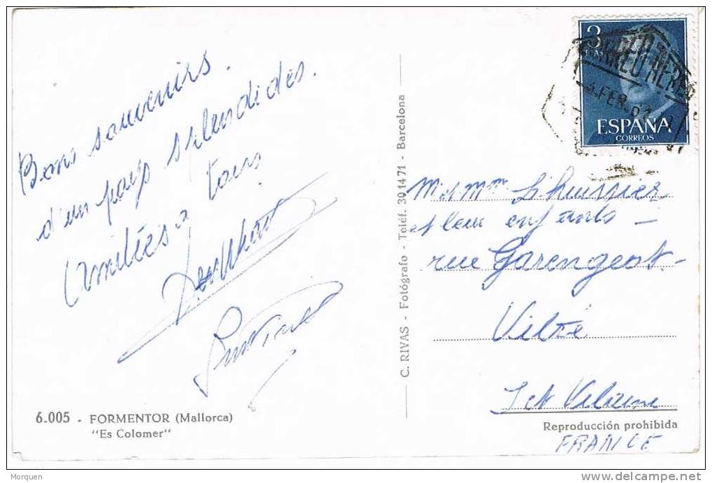 Postal FORMENTOR (Mallorca) Es Colomer. 1961 - Formentera