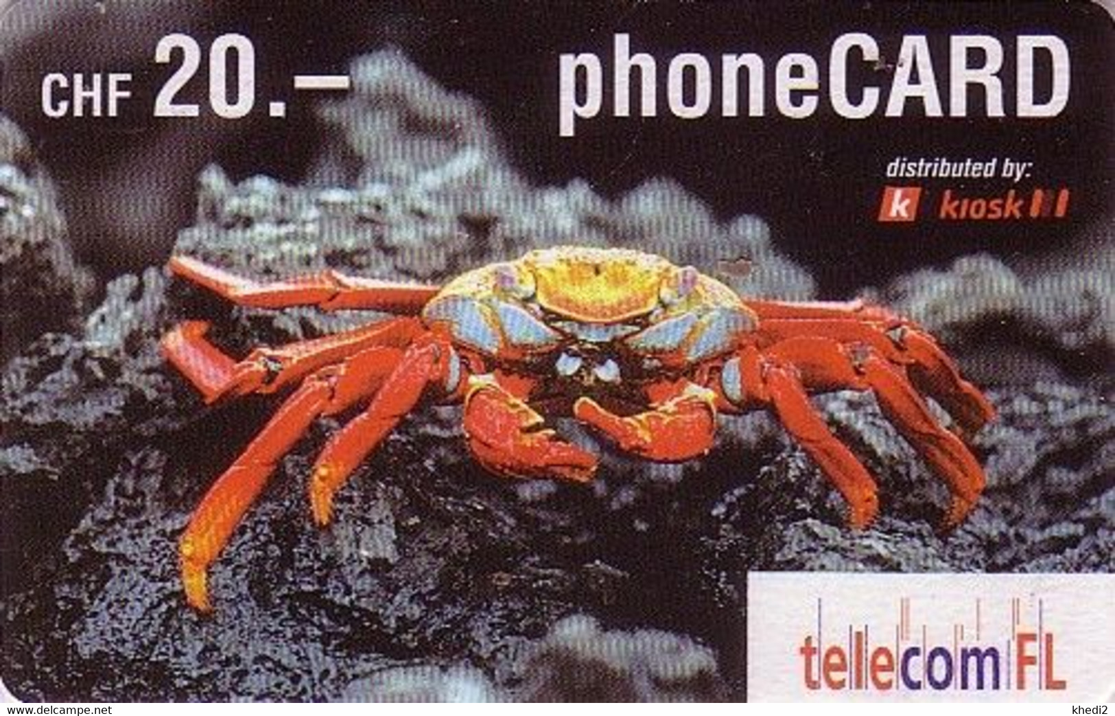 Télécarte Prépayée Liechtenstein - ANIMAL - CRABE Crustacé - CRAB Sea Food Prepaid Phonecard - KRABBE Telefonkarte - 28 - Liechtenstein