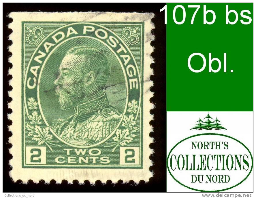 Canada (Unitrade & Scott # 107b Bs - King Georges V Admiral Issue) (o) F/VF - Used Stamps