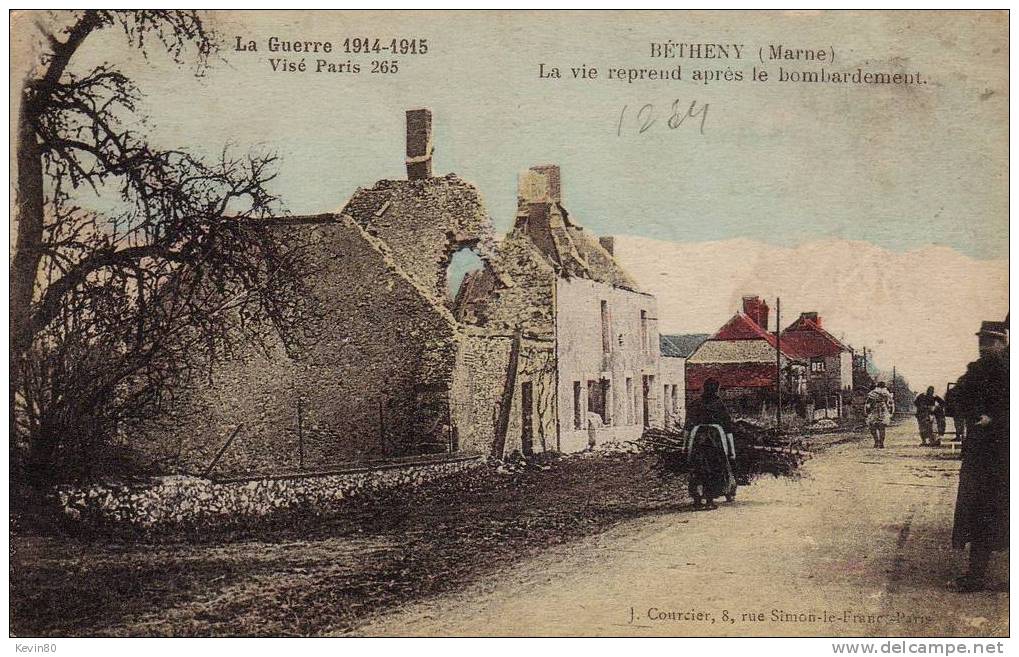 51 BETHENY La Vie Reprend Aprés Le Bombardement Cpa Animée Couleur - Bétheny