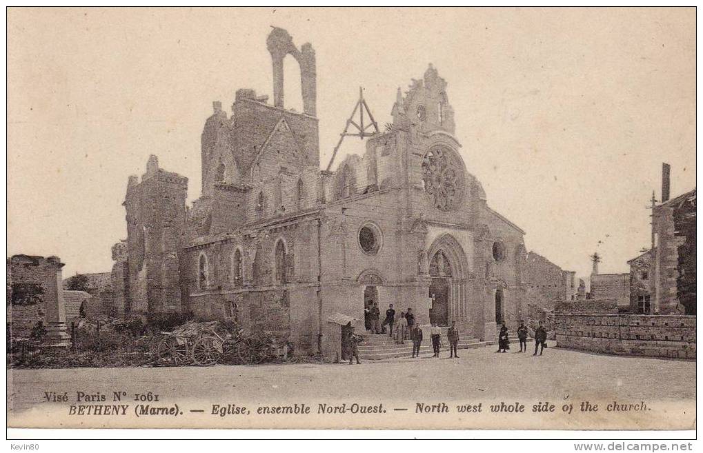 51 BETHENY Eglise Ensemble Nord Ouest Cpa Animée - Bétheny