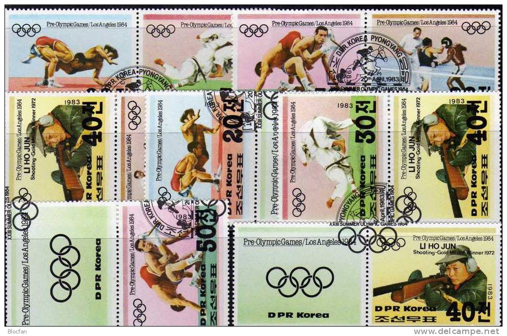 Vor-Olympiade Los Angeles 1984 Korea 2355/59 7xZD Plus Block 143 O 24€ Kampfsport Bloc Sheet From Corea - Corée Du Nord