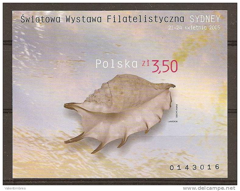 Pologne Poland Polen Bloc  Feuillet **Non Dentelé  YT 165a Coquillage Expo Sydney - Conchas