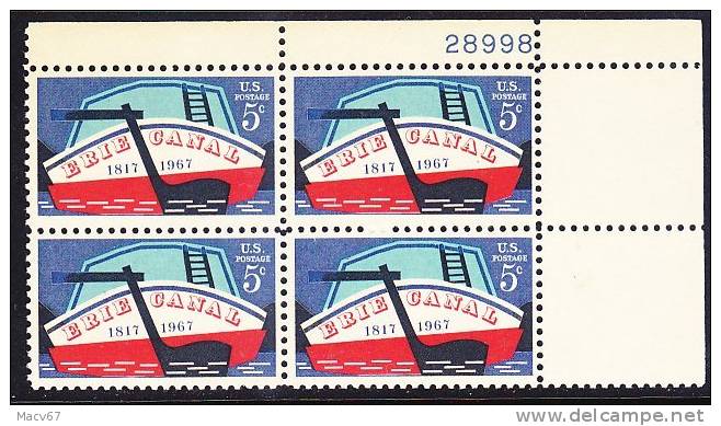 U.S. 1325 X 4    **  ERIE CANAL - Unused Stamps