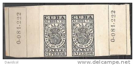 N190.-.C U B A .- .1892  Y 1893  .-. B.O.B.  - PAGOS  AL ESTADO  -  5  CENTIMOS - Timbres-taxe