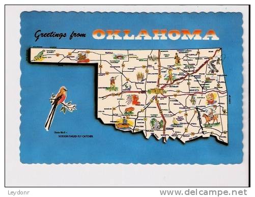 Greetings From Oklahoma, Map And State Bird Scissor-Tailed Fly Catcher - Other & Unclassified