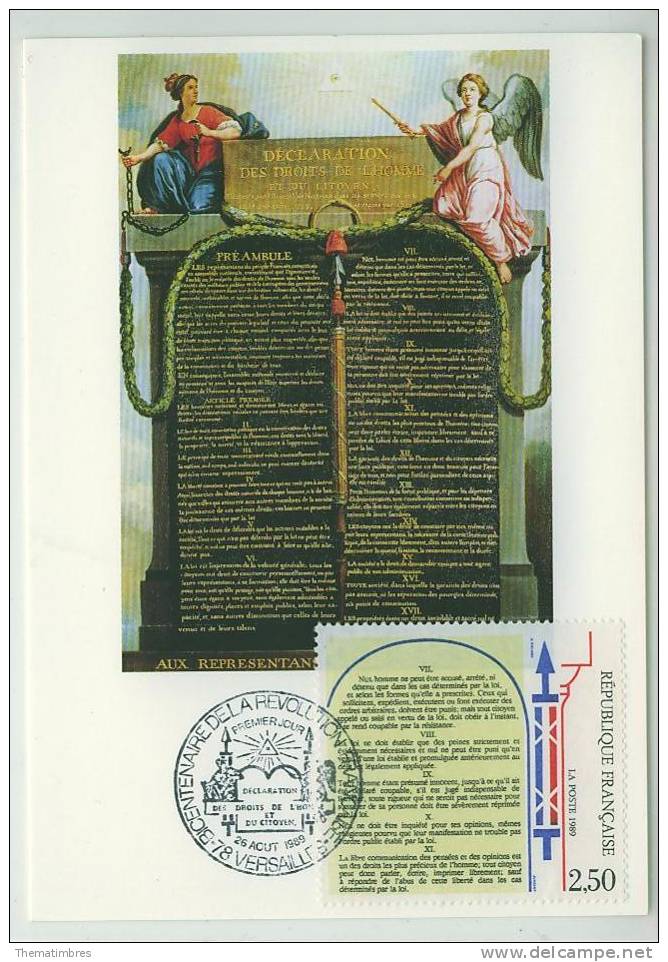 CM1135 Declaration Des Droits De L Homme Et Du Citoyen 2602 à 2605 France 1989 FDC Premier Jour Maximum - Rivoluzione Francese
