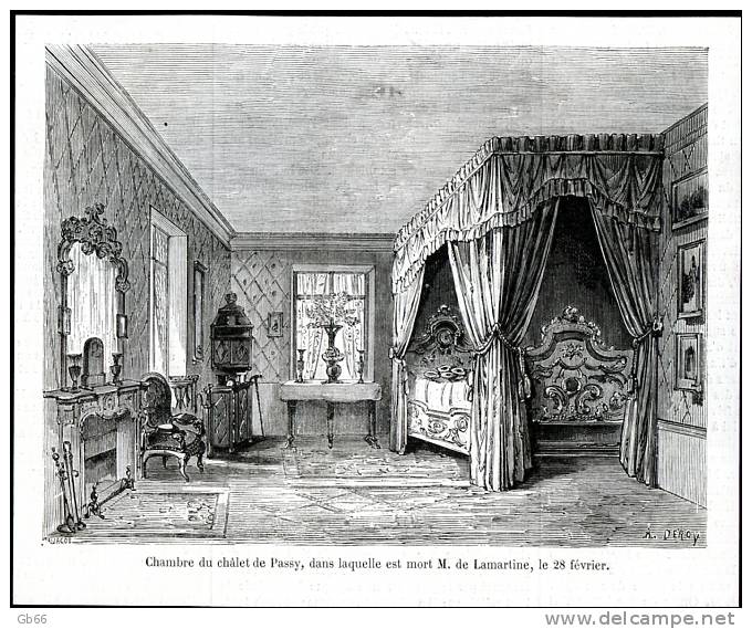 Chambre Du Châlet De Passy, Dans Laquelle Est Mort Lamartine            Gravure      1869 - Collections