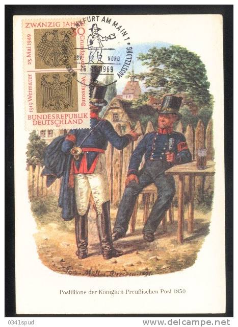 1969  Allemagne  Carte Maximum  Postman Postino Facteur - Teatro