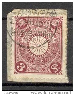 Japan Imperial Post 1899 Sakura 107, Mi. 78  3 Sen Chrysanthemum (Kiku) On Paper Piece - Gebraucht