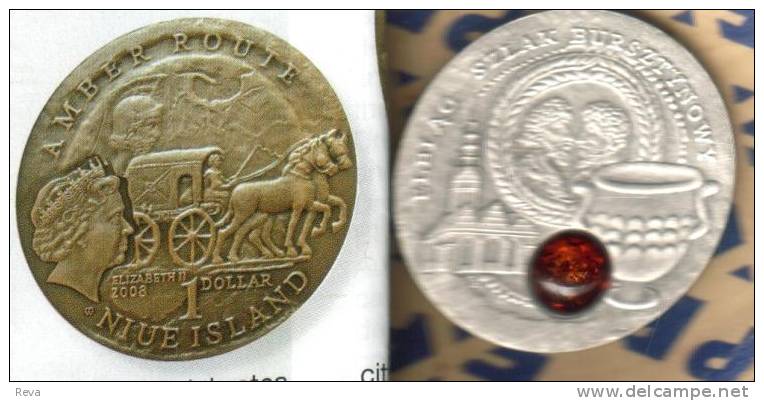 NIUE ISLAND $1 DOLLAR HORSE  ANIMAL  FRONT AMBER ROUTE  BACK  2008  SILVER PROOF KM ? READ DESCRIPTION CAREFULLY!! - Niue