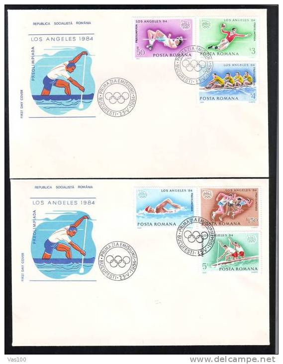 Romania 1984 FDC Olimpyc Games Los Angeles  With  Rowing . - Verano 1984: Los Angeles