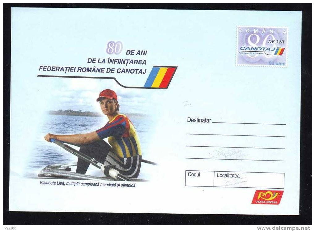 Romania 2005 Anniversary Elisabeta Lipa Stationery Cover With  Rowing . - Canoa