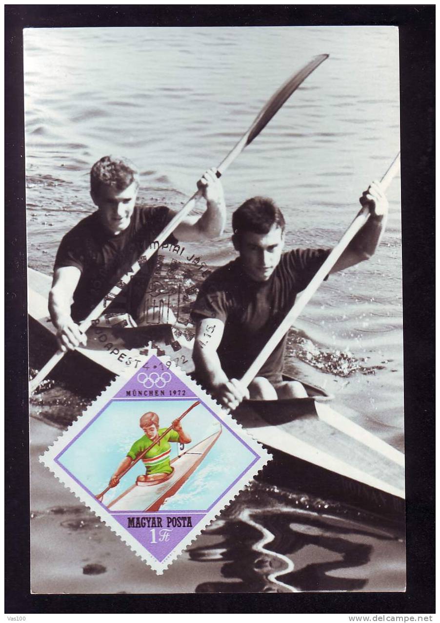 Hungary 1972 Olimpyc Games Munchen With  Rowing MAXICARD ! - Canoë